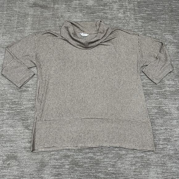 CJ Banks Sweater Womens 2X Beige Black Cowl Neck Soft Cozy New with Tags - Picture 1 of 13